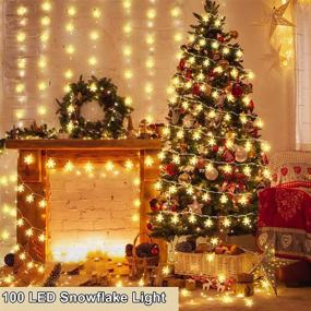 img 3 attached to 🎄 TURNMEON 100 LED Christmas Snowflake String Lights: Stunning 40 Ft Waterproof Xmas Tree Fairy Lights for Home Holiday Decor - Warm White, 8 Modes Indoor Outdoor Decoration