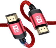 🔴 1ft hdmi cable [4k@60hz, 1440p@144hz] - sweguard hdmi 2.0 cable | high-speed 18gbps | gold-plated nylon braid | supports 3d, hdr, uhd 2160p, 1080p, hdcp 2.2, arc | compatible with apple tv, fire tv, monitor, ps4, pc - red logo