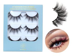 img 4 attached to 👁️ DYSILK 3 Pairs 6D Faux Mink False Eyelashes Natural Look Wispy Extension Makeup Handmade Fluffy Soft Reusable Lashes Black