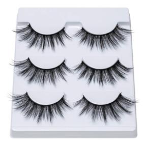 img 3 attached to 👁️ DYSILK 3 Pairs 6D Faux Mink False Eyelashes Natural Look Wispy Extension Makeup Handmade Fluffy Soft Reusable Lashes Black