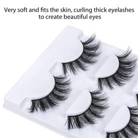 img 2 attached to 👁️ DYSILK 3 Pairs 6D Faux Mink False Eyelashes Natural Look Wispy Extension Makeup Handmade Fluffy Soft Reusable Lashes Black