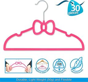 img 3 attached to 👧 Kids Velvet Hangers (13" - 30 Pack) - Cute Pink Bow Design - Non-Slip Toddler Hangers - Age 4-12 Baby Clothes Hangers - Baby Hangers Velvet & Baby Felt Hangers