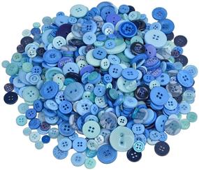 img 4 attached to koboome 600 Pcs Assorted Sizes Resin Buttons for Sewing, Scrapbooking, Kids DIY Handmade Decorations - Blue Color