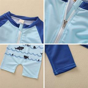 img 1 attached to 🦈 Stay Protected at the Beach: Boys Swimsuit Rash Guard Toddler One Piece Shark Bathing Suit with Long Sleeves, Hat, and UPF 50+ for Ultimate Sun Safety