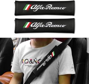 img 4 attached to Enhance Safety and Style with PU Material Car Seat Belt Decoration Protection for Alfa Romeo Giulia Stelvio 159 147 156 166 Giulietta MITO GT 4C Car Styling