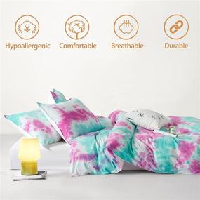 img 2 attached to 🎨 TOUDERETH Handmade Tie Dye Duvet Cover Set: Ethnic Boho Marble Design for Teen Girls, Queen Size