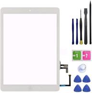 📱 feiyuetech ipad air 1st generation screen replacement touch digitizer glass 9.7 inch - for a1474 a1475 a1476, includes home button, camera holder, pre-installed adhesive, and tools kit - white logo