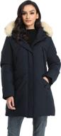 🧥 warm and stylish puremsx women's padded jacket: long thicken parka with faux fur hood and vegan down filling, xs-xxl logo