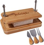 gourmet pandas bamboo tofu press - tofu presser + 3 cheese knives - effortless water removal from tofu with bamboo tofu squeezer and drip tray - efficient tofu strainer with stainless steel springs logo