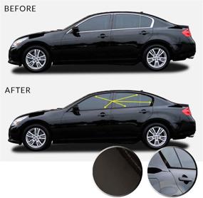 img 4 attached to Optix Window Trim Chrome Delete Blackout Precut Vinyl Wrap Overlay Kit Совместимость и подходит для Infiniti G35 G37 Q40 Sedan 2007-2015 — Chrome Dark Black Grey