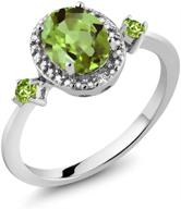 💍 925 sterling silver green peridot and diamond accent women's engagement ring 1.48 cttw by gem stone king (available sizes 5, 6, 7, 8, 9) logo