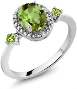 img 4 attached to 💍 925 Sterling Silver Green Peridot and Diamond Accent Women's Engagement Ring 1.48 Cttw by Gem Stone King (Available Sizes 5, 6, 7, 8, 9)