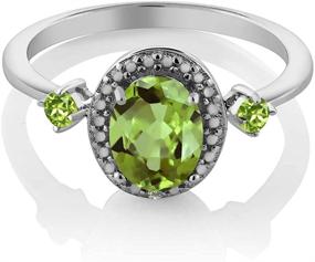 img 3 attached to 💍 925 Sterling Silver Green Peridot and Diamond Accent Women's Engagement Ring 1.48 Cttw by Gem Stone King (Available Sizes 5, 6, 7, 8, 9)