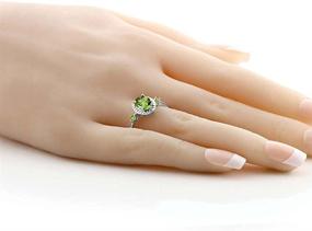 img 2 attached to 💍 925 Sterling Silver Green Peridot and Diamond Accent Women's Engagement Ring 1.48 Cttw by Gem Stone King (Available Sizes 5, 6, 7, 8, 9)