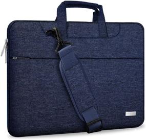 img 4 attached to 🎒 Hseok Laptop Shoulder Bag 13-13.3-13.5 Inch Briefcase, Compatible with MacBook Air/Pro 13.3, XPS 13, Surface Book 13.5" - Spill-Resistant Dark Blue Handbag with Shoulder Strap for Most 13-13.5" Notebooks