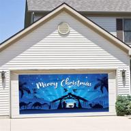 🌟 gorgeous outdoor holy nativity garage door banner cover – religious blue 2021 christmas backdrop decoration, large manger scene – 6x13ft logo