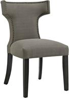 🪑 кресло modway curve в стиле среднего века с обивкой из ткани: гранит, отделка гвоздьми для элегантного дизайна логотип