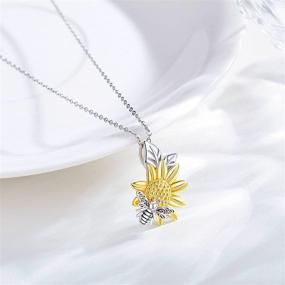 img 1 attached to My Sunshine Bee Necklace - 925 Sterling Silver, Gold Plated Sunflower Pendant. Sunflower Bee Jewelry for Women and Girls - Perfect Gift Idea!