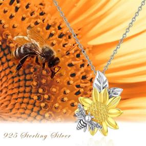 img 2 attached to My Sunshine Bee Necklace - 925 Sterling Silver, Gold Plated Sunflower Pendant. Sunflower Bee Jewelry for Women and Girls - Perfect Gift Idea!