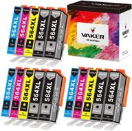 💡 vaker compatible inkjet printer ink cartridge tray replacement for hp 564xl - high quality supplies for deskjet, officejet, and photosmart printers (pack of 15: 6 black, 3 cyan, 3 magenta, 3 yellow) logo