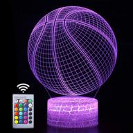 🏀 basketball night light with rgb remote control - 3d illusion touch led night lights for kids bedroom, 16 colors changing desktop lamp decor - perfect birthday & christmas gift for nba enthusiasts, kids, and boys логотип