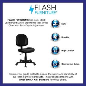 img 1 attached to 💺 Premium Mid-Back Black LeatherSoft Swivel Ergonomic Task Office Chair with Adjustable Back Depth - Flash Furniture