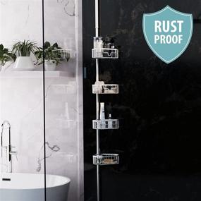 img 3 attached to 🚿 Zenna Home NeverRust Rustproof Tension Pole Shower Caddy: Sleek Satin Chrome Solution