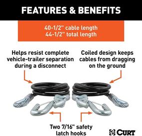 img 2 attached to 💪 CURT 80151 Тросы безопасности для прицепа: 44-1/2-дюймовые, покрытые винилом, карабины - 7/16 дюйма, прочность на разрыв 5,000 фунтов, 2 штуки в упаковке - Купить сейчас!