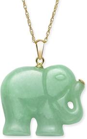 img 4 attached to Exquisite 14k Yellow Gold Natural Jade Elephant Necklace Pendant Charm: A Timeless Symbol of Elegance