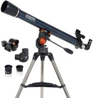 🔭 celestron astromaster 70az refractor telescope with fully coated glass optics, adjustable height tripod, and bonus astronomy software package logo