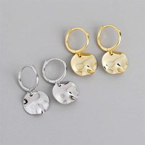 img 1 attached to 💎 Statement Circle Disc Sterling Silver 925 Dangle Hoop Earrings - Minimalist Geometric Design for Women and Girls - Hypoallergenic Personalized Jewelry Gift