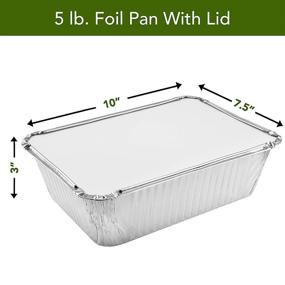 img 1 attached to 🥘 NYHI 50-Pack Heavy Duty Disposable Aluminum Oblong Foil Pans with Lid Covers - Recyclable Tin Food Storage Tray for Cooking, Baking, Meal Prep, Takeout - 5 lb Capacity