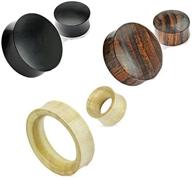 🌳 zaya body jewelry: hand carved organic wood ear plugs & tunnels - 3 pairs in multiple sizes (6g-32.5mm) logo