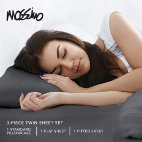 img 2 attached to 🛏️ Mossimo 3-Piece Microfiber Sheet Set with Deep-Pocket Fitted Sheet - Twin Size, Grey - Perfect for a Cozy and Comfortable Bedding Experience!