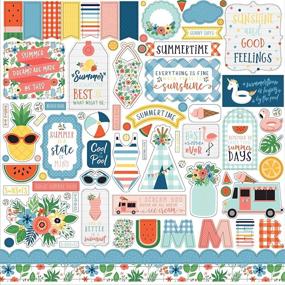 img 1 attached to 🌞 Carta Bella Summertime Element Sticker Set - Navy, Red, Teal, Yellow, Green, Pink