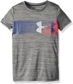 img 2 attached to 👕 Девочкам Under Armour футболка с коротким рукавом и гибридным большим логотипом: модная и комфортная атлетическая одежда для девочек.