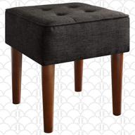 🏠 elevate your home with the elle decor aria upholstered ottoman: a classic button tufted stool for extra seating and style in compact gray design logo