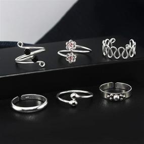 img 1 attached to 👣 6 Pcs Adjustable Open Silverline Jewelry Sterling Silver Toe Rings Set: Perfect for Summer Fashion!