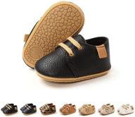 👟 cosankim baby boys girls shoes - lace-up leather infant sneakers with non-slip rubber sole - newborn loafers for toddler first walkers - crib shoes logo