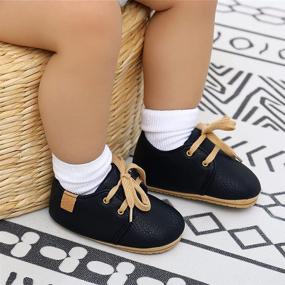 img 3 attached to 👟 COSANKIM Baby Boys Girls Shoes - Lace-Up Leather Infant Sneakers with Non-Slip Rubber Sole - Newborn Loafers for Toddler First Walkers - Crib Shoes