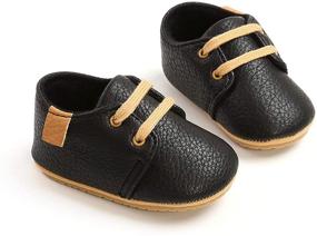 img 2 attached to 👟 COSANKIM Baby Boys Girls Shoes - Lace-Up Leather Infant Sneakers with Non-Slip Rubber Sole - Newborn Loafers for Toddler First Walkers - Crib Shoes