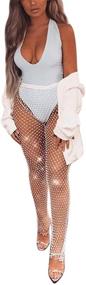img 4 attached to 💎 Sparkling Crystal Rhinestone Leggings: Festive Trousers for Women's Clothing, Swimsuits & Cover Ups