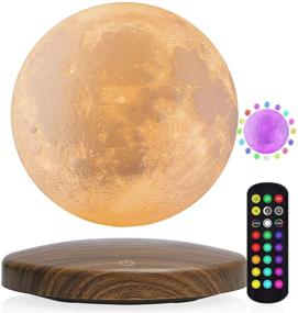 img 4 attached to Floating Levitating Moon Lamp Night Light - FIRPOW: 18 Colors, Spinning Freely in Air, 3D LED Printed Moon Light, Adjustable Brightness, Timer Setting – Ideal for Unique Gifts & Room Decor, 6 Inch