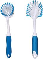 🧽 phyex kitchen scrub brush set - ideal for cleaning dishes, pots, pans, sinks, and bathrooms with long comfortable handles, pack of 2 brushes in varying shapes logo