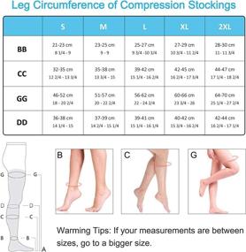 img 3 attached to Compression Stockings Thigh High: Open Toe Support Hose for Varicose Veins - 20-30 mmHg Graduated Compression Socks with Non-Slide Silicone Dot Band (Black, L)