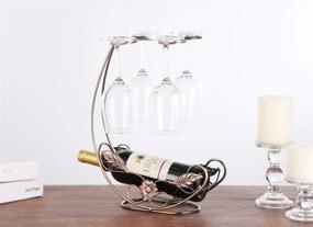 img 2 attached to 🍷 homeme Vintage Tabletop Wine Rack & Stemware Holder - Elegant Metal Freestanding Countertop Wine Glass Display Rack, Bronze - Holds 1 Bottle and 4 Glasses