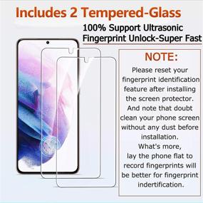 img 1 attached to 📱 Ferilinso 4 пакета защитных пленок для экрана Samsung Galaxy S21+ Plus 5G с защитой объектива камеры – быстрая разблокировка ультразвукового отпечатка пальца – закаленное стекло – совместимо с чехлами.