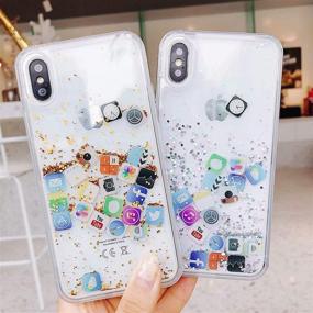 img 2 attached to 📱 UnnFiko Liquid Glitter iPhone Case - Hard Back Colorful Bling Quicksand with iOS Icon Apple APP Shine - Silver Glitter - iPhone 11