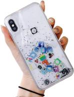 📱 unnfiko liquid glitter iphone case - hard back colorful bling quicksand with ios icon apple app shine - silver glitter - iphone 11 logo