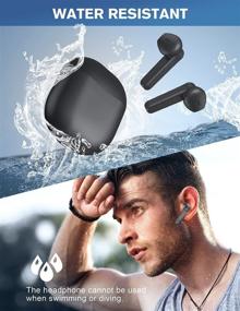 img 2 attached to 🎧 Беспроводные наушники Bovelt True Wireless: TWS Bluetooth 5.0 с шумоподавлением, микрофоном и зарядным футляром - автоматическое соединение, вкладыши для Android/iPhone/Samsung (черные)